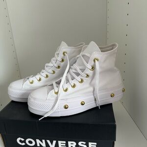 Converse Women's White Sneakers with Gold Accents